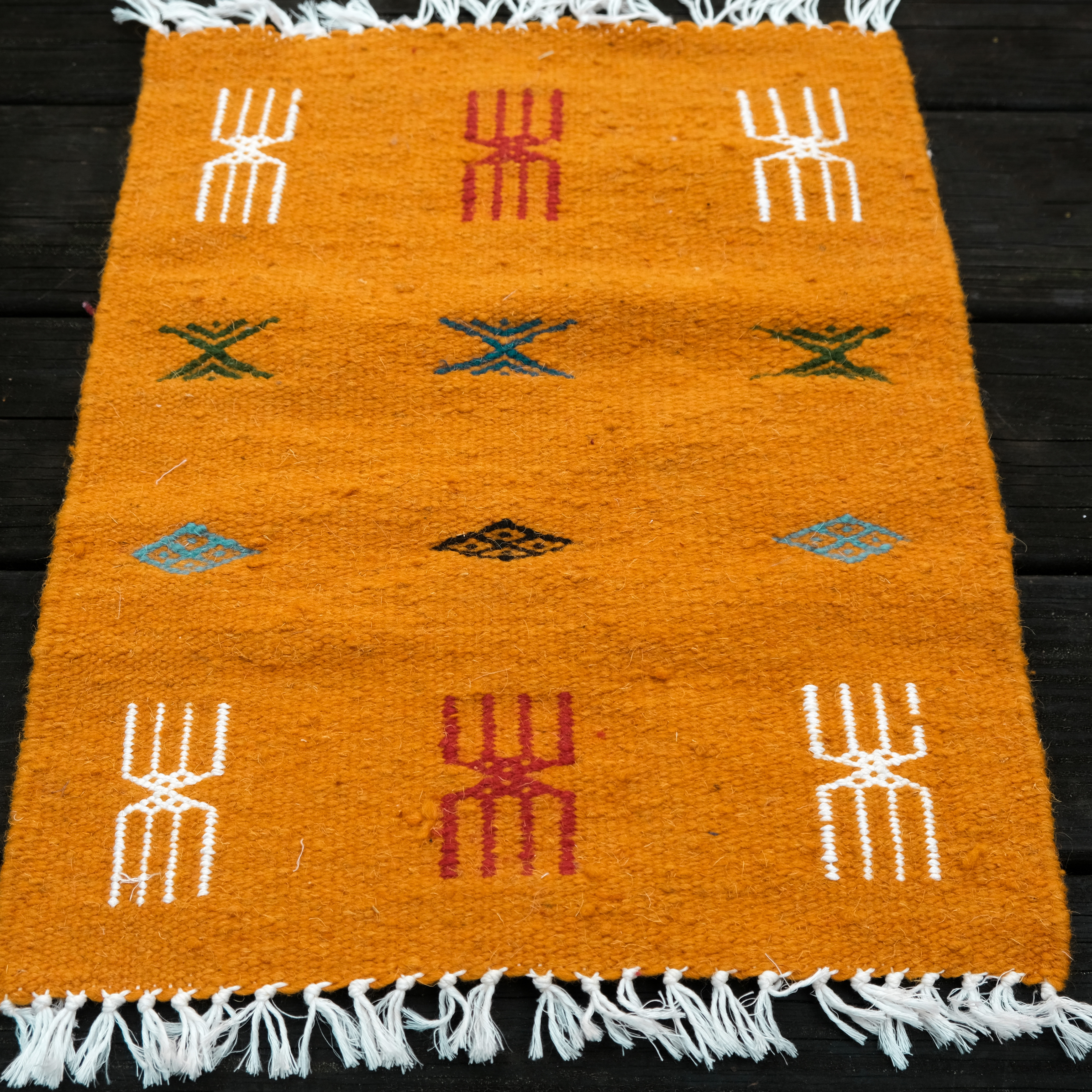 柏柏傳統手織地毯｜梳理 - 黃 - 迷你小墊｜突尼西亞