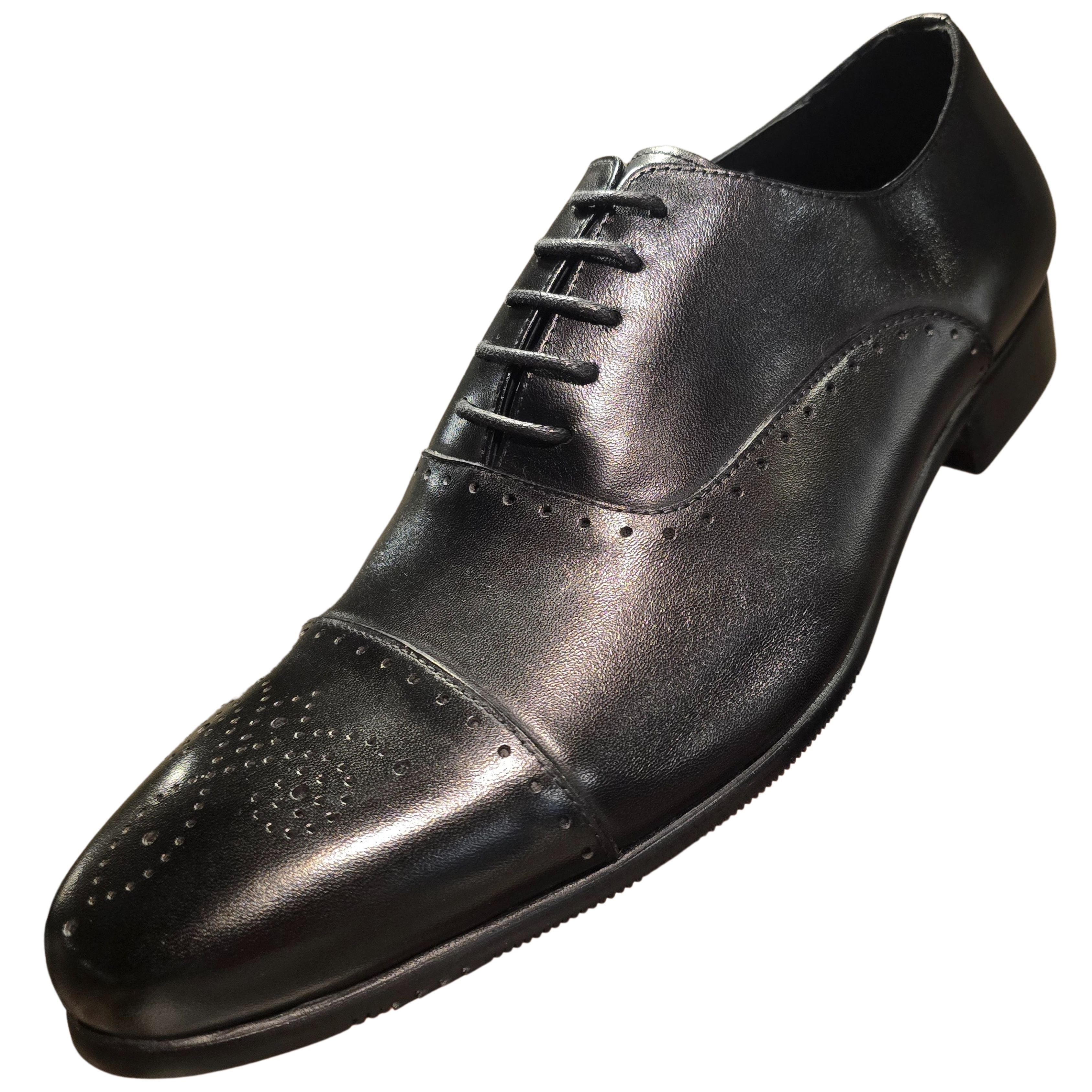 Revic 男裝皮鞋 | TCF-41-21BK｜黑色橫式雕花牛津皮鞋