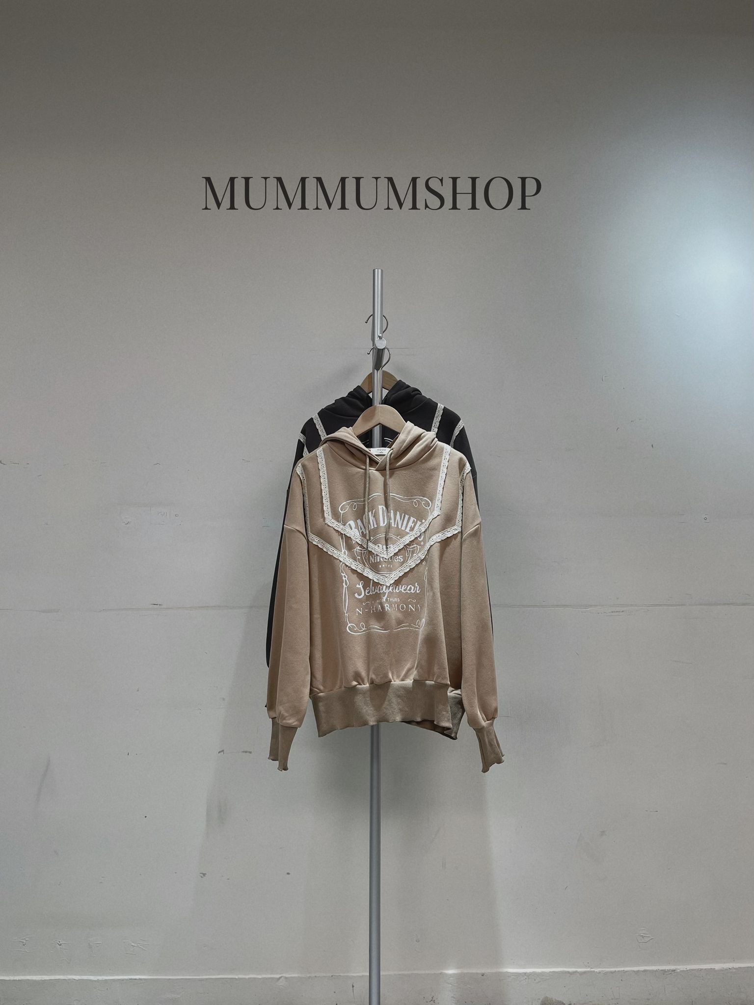 0213102/蕾絲設計印花有帽衛衣/52/44/23