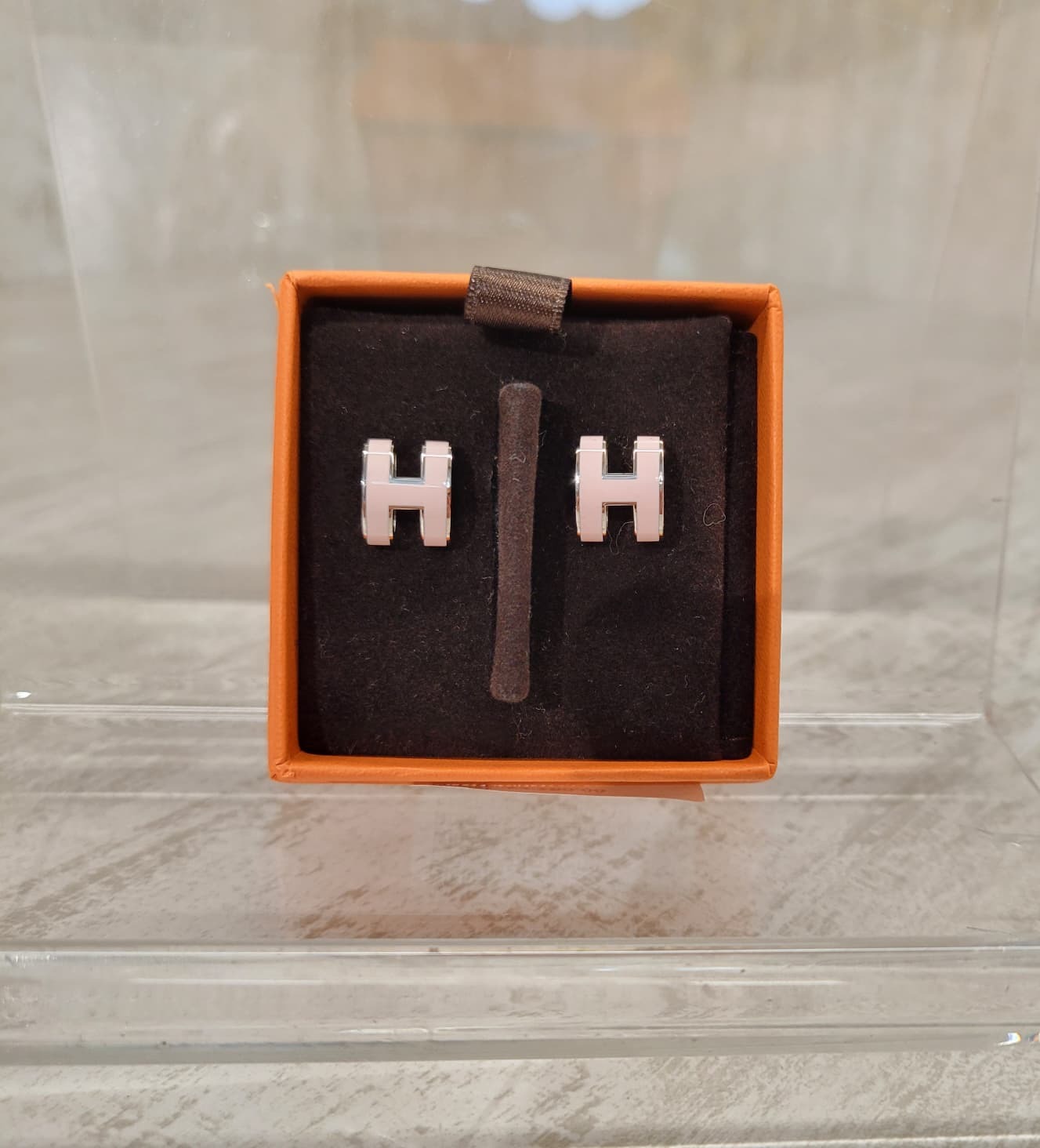 HERMES pop h Earrings ROSE DRAGEE P 耳環 淺粉拼銀