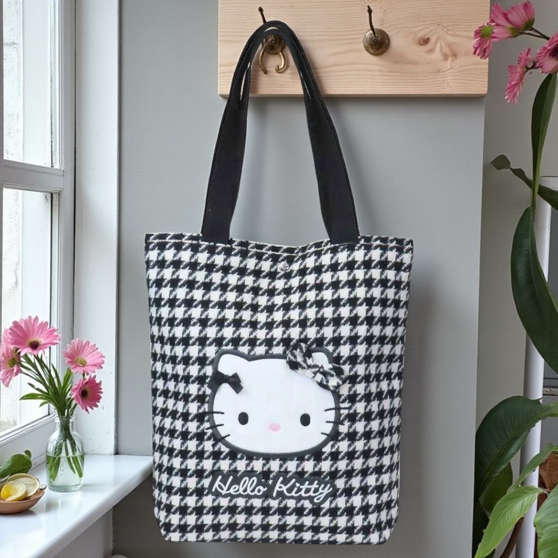 26037-KT Sanrio Hello Kitty 千鳥格托特包 #JP-KC26