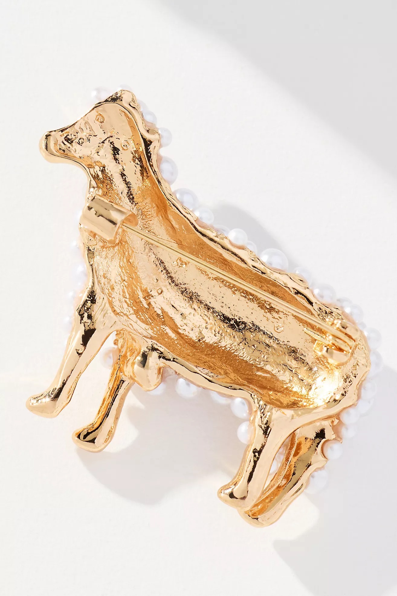 USA Love珍珠水鑽金色綿羊別針.胸針