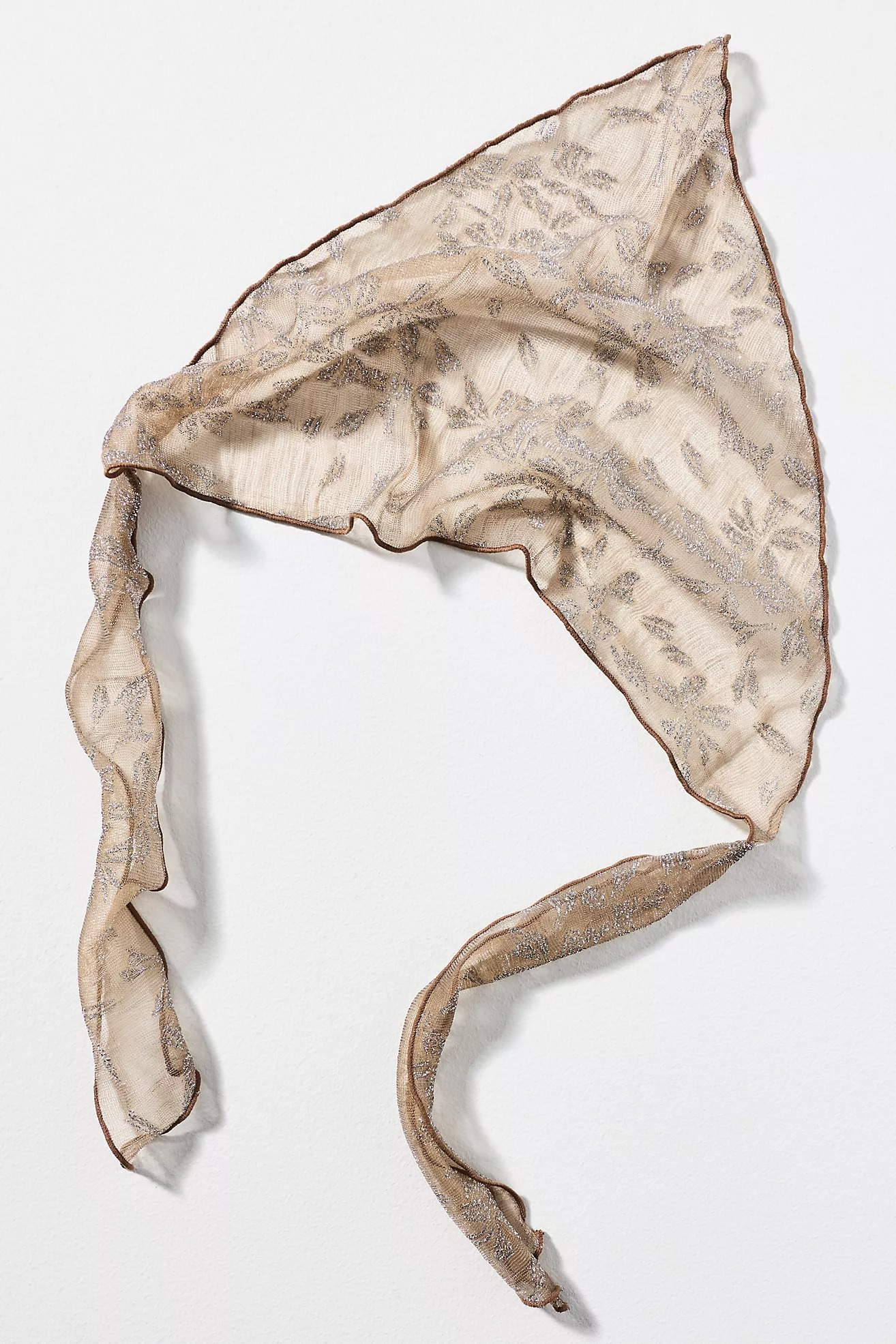 Silver Cream奶油褐色銀蔥繡花頭巾