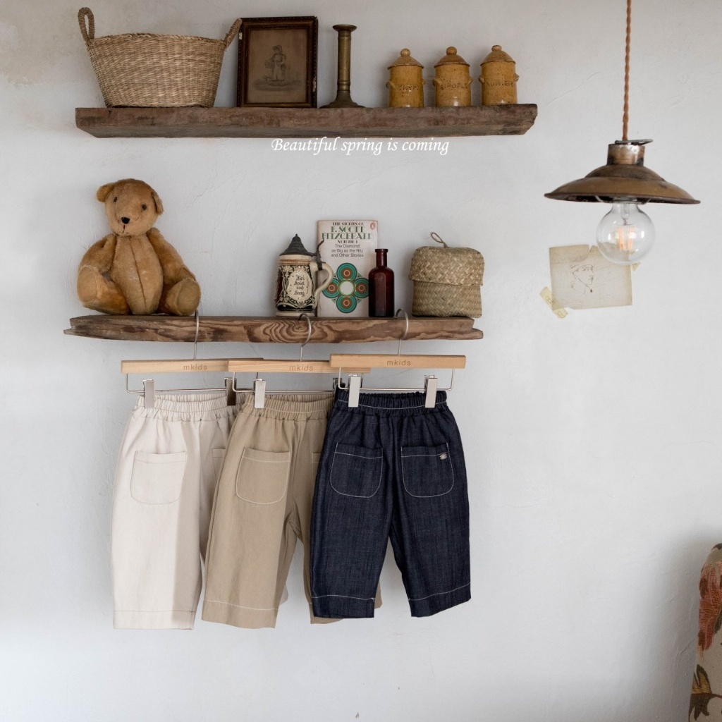 正韓春Mkids 三色縫線口袋長褲