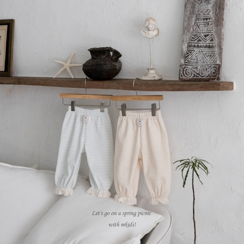 正韓春Mkids 條紋小標縮口褲