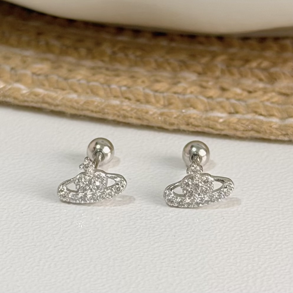 V205【輕奢】排鑽星球純銀鎖針