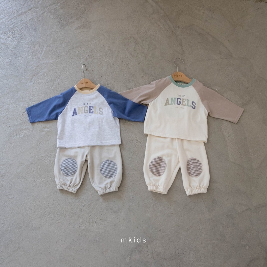 正韓春Mkids  格紋補丁縮口褲