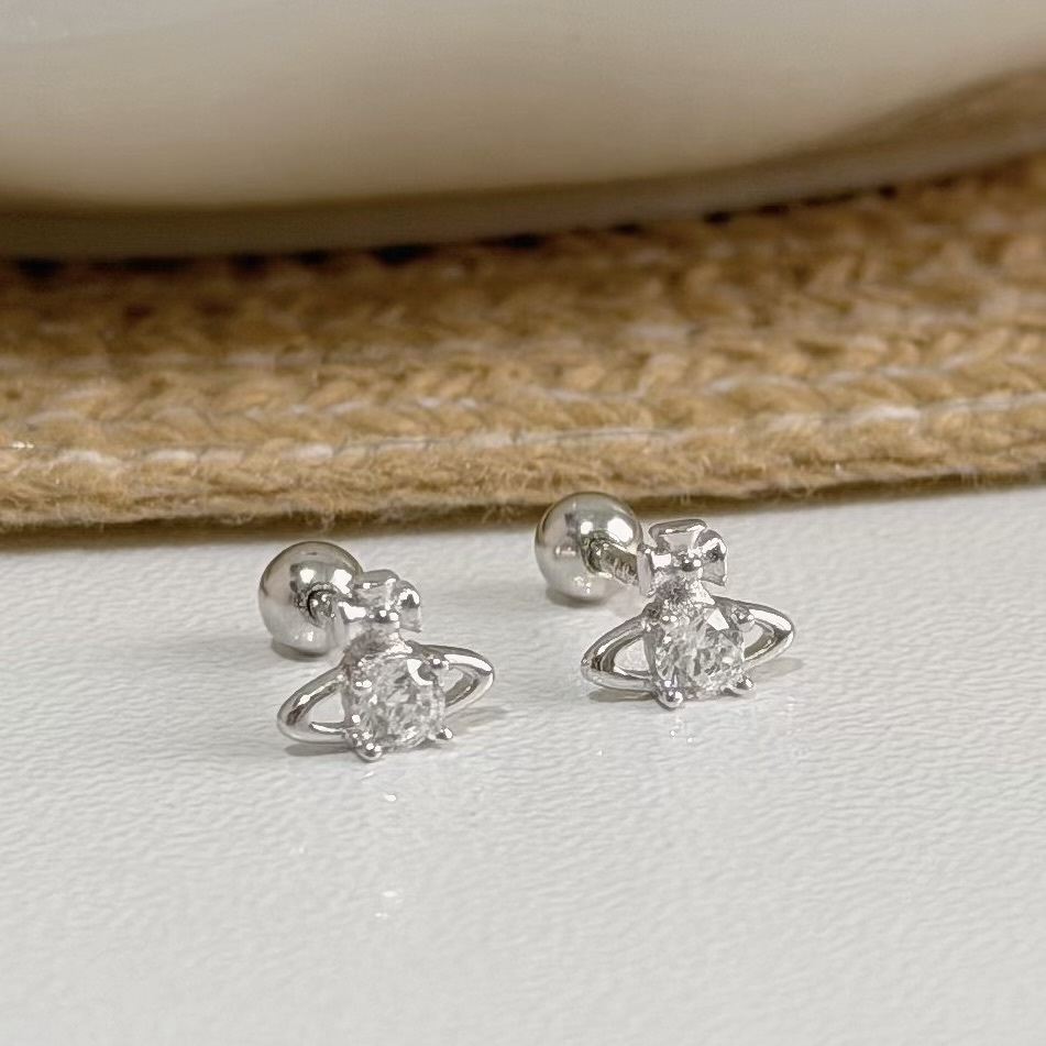 V203【輕奢】單鑽星球純銀鎖針