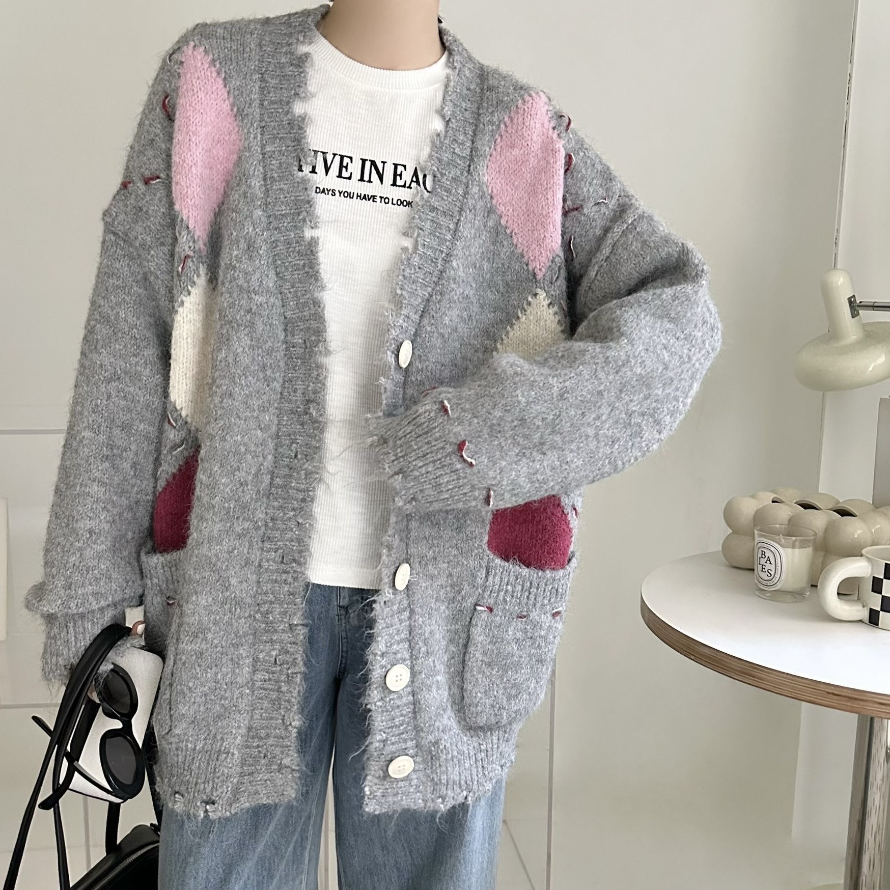 【BONNIE】破爛邊縫補設計冷外套