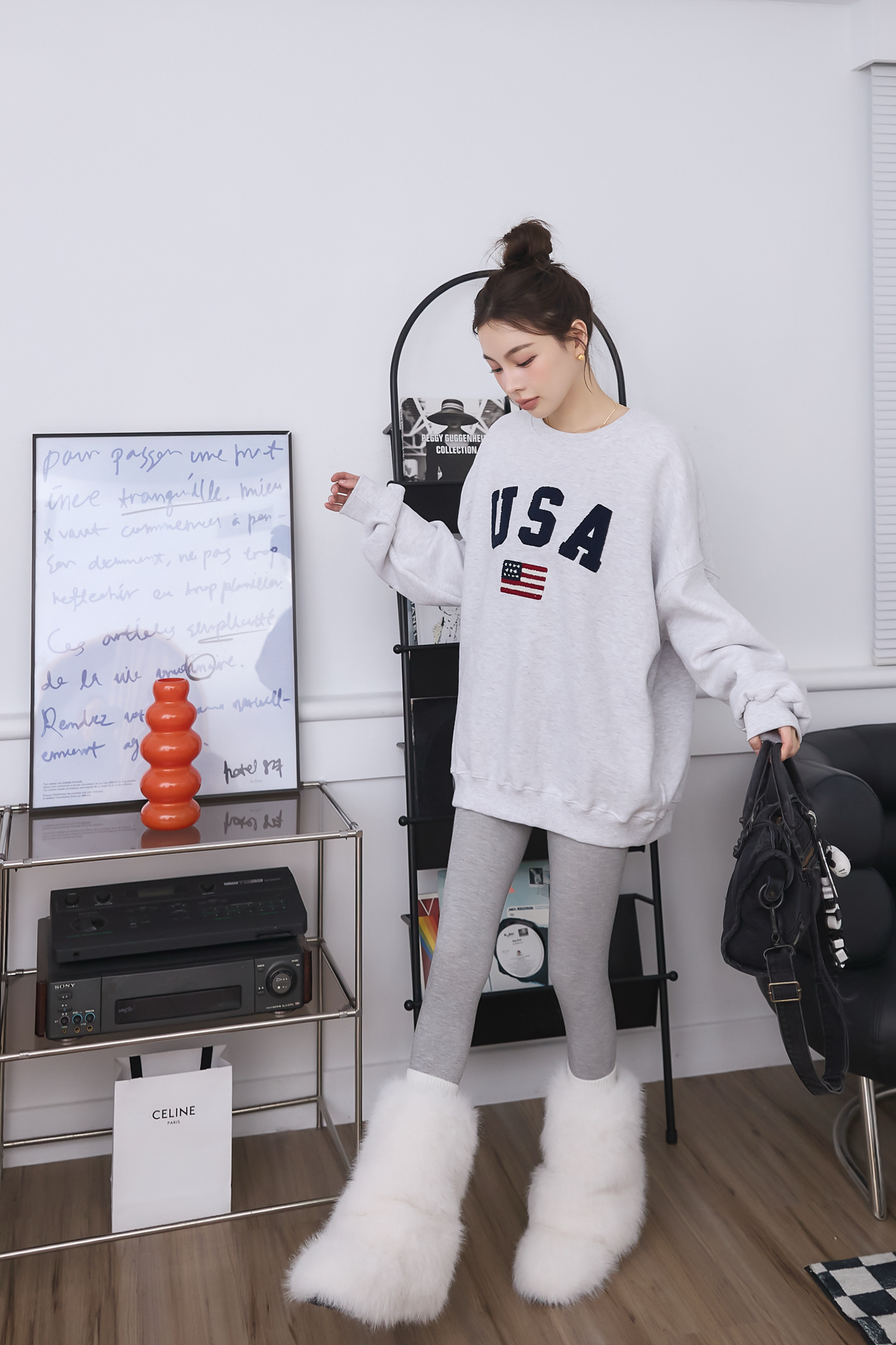 （現貨）超出片奶白色毛毛靴 GP78