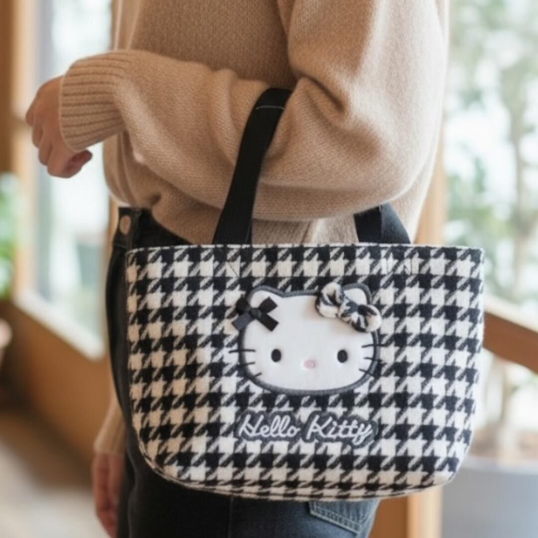 26037-KT Sanrio Hello Kitty 千鳥格手提袋 #JP-KC26