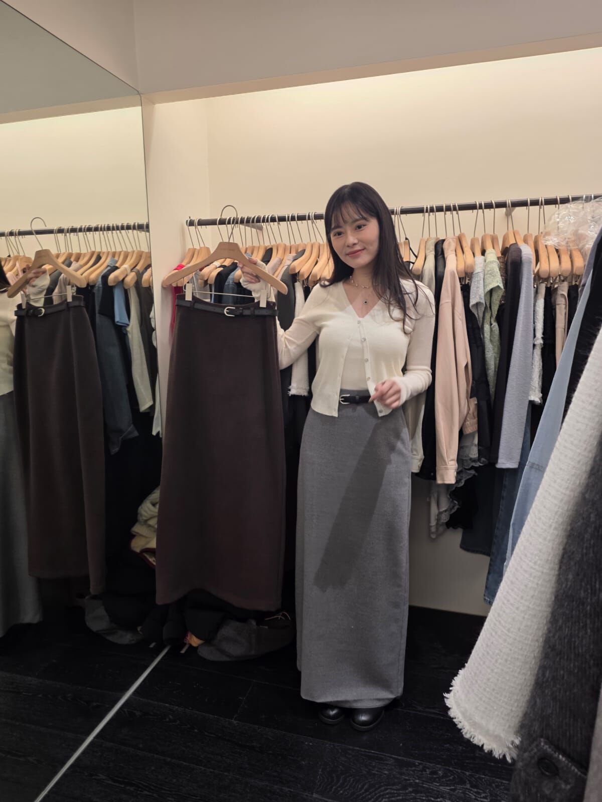 OB5208 羊毛簡約百搭直筒腰帶長裙(S/M) *特價* (優惠碼同充值購物金不適用)