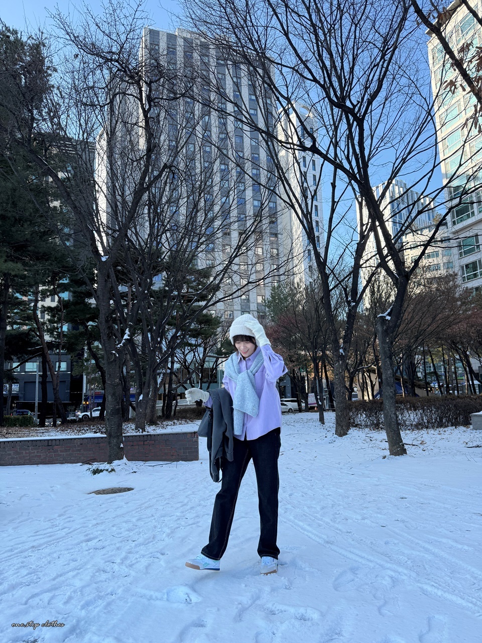 正韓質感車線拼接口袋襯衫 (紫)