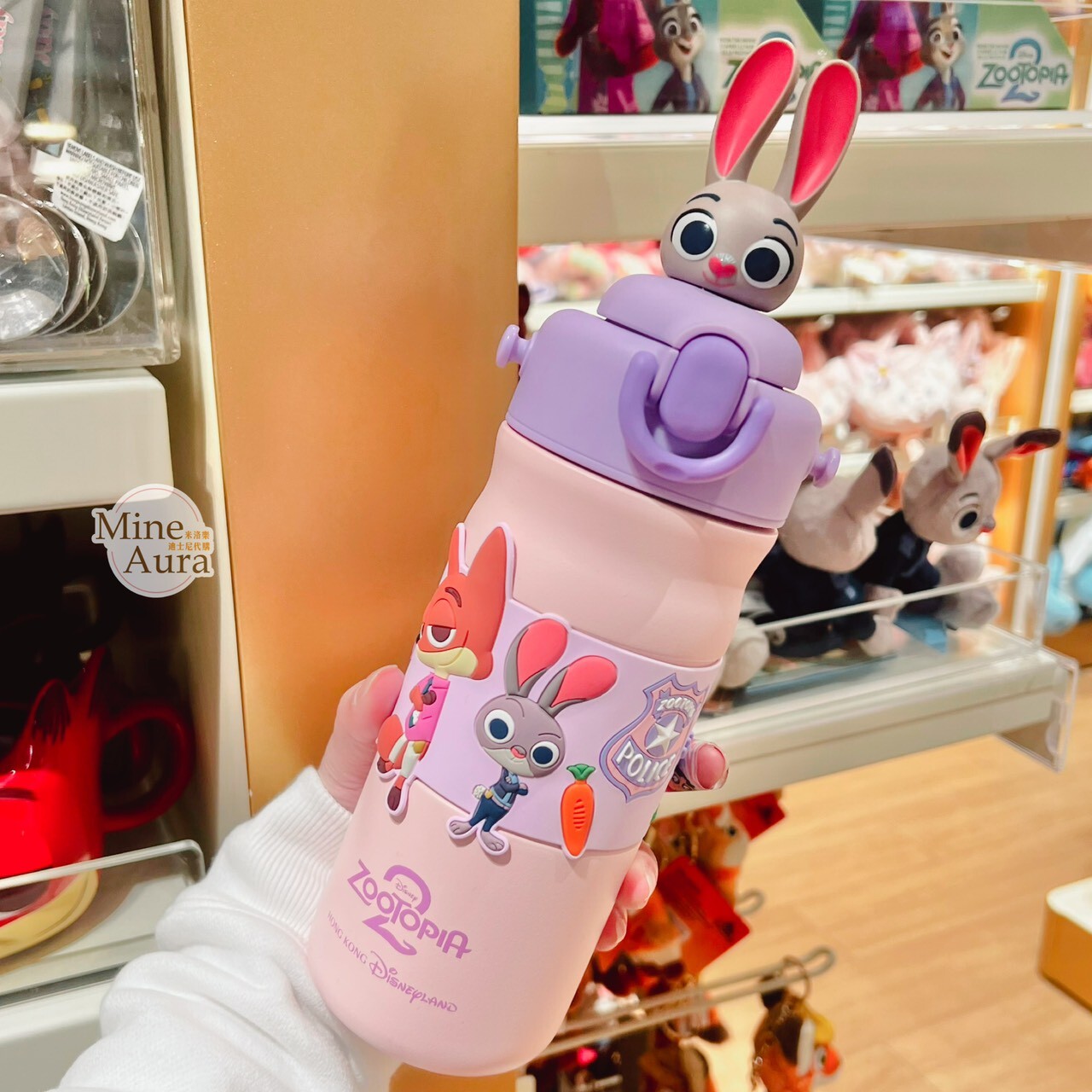 哈茱蒂 Judy 兔 立體大頭 造型 圖案 粉紫色 水壺 動物方城市 Zootopia -香港迪士尼樂園