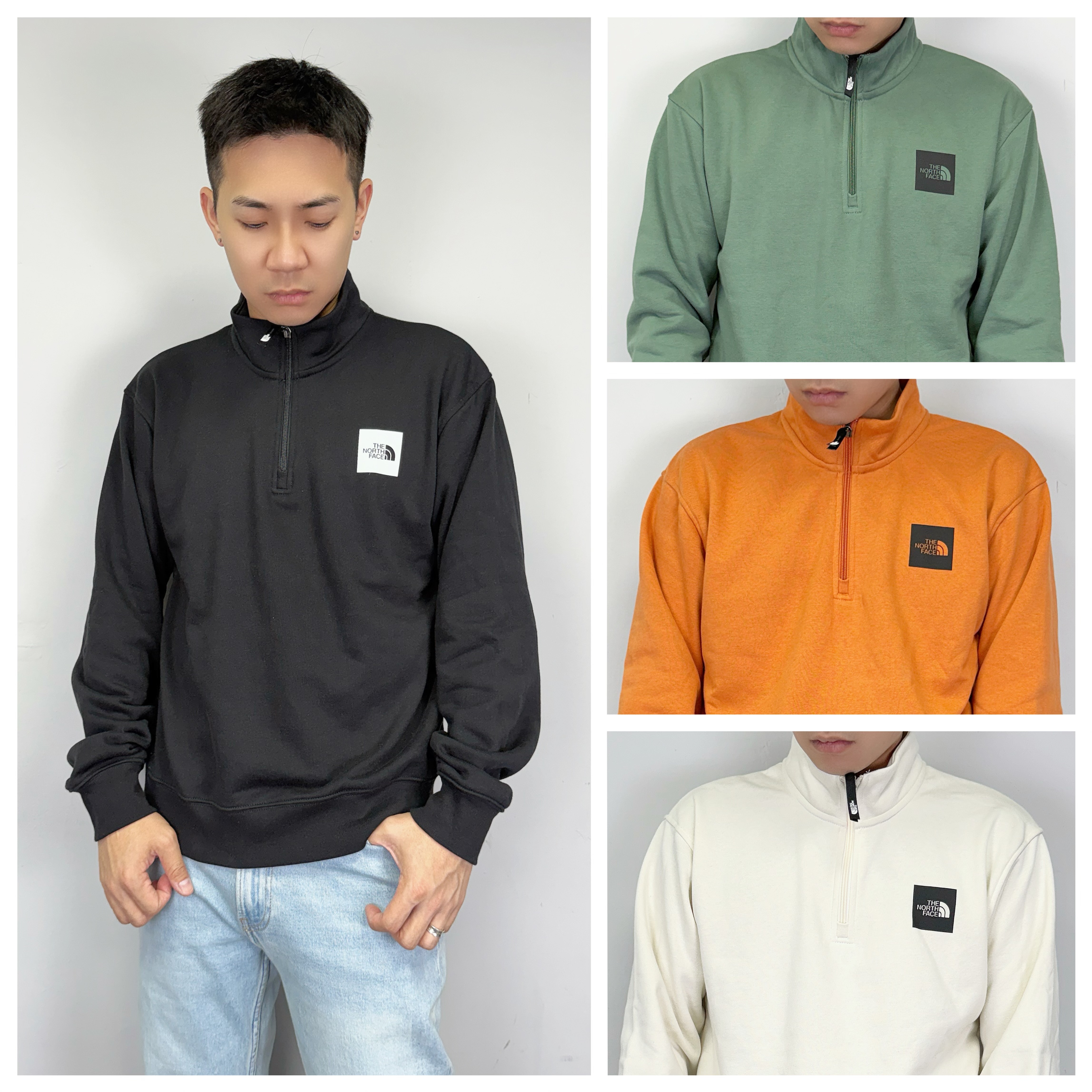 The North Face 北臉 方塊Logo 內刷毛 半拉鍊 大學T