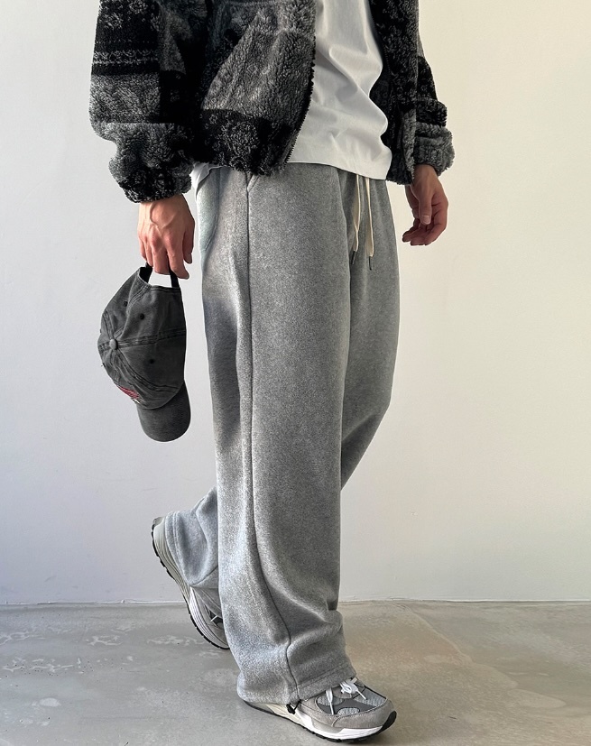 韓系內刷毛鬆緊寬褲