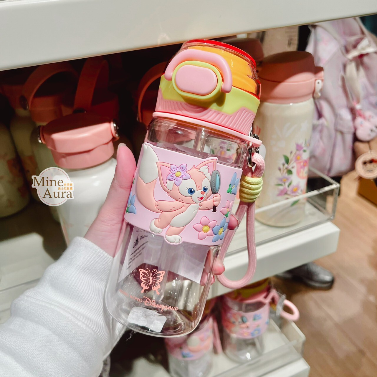 玲娜貝兒 Lina bell 看放大鏡 圖案 兩用 吸管 水壺 -香港迪士尼樂園