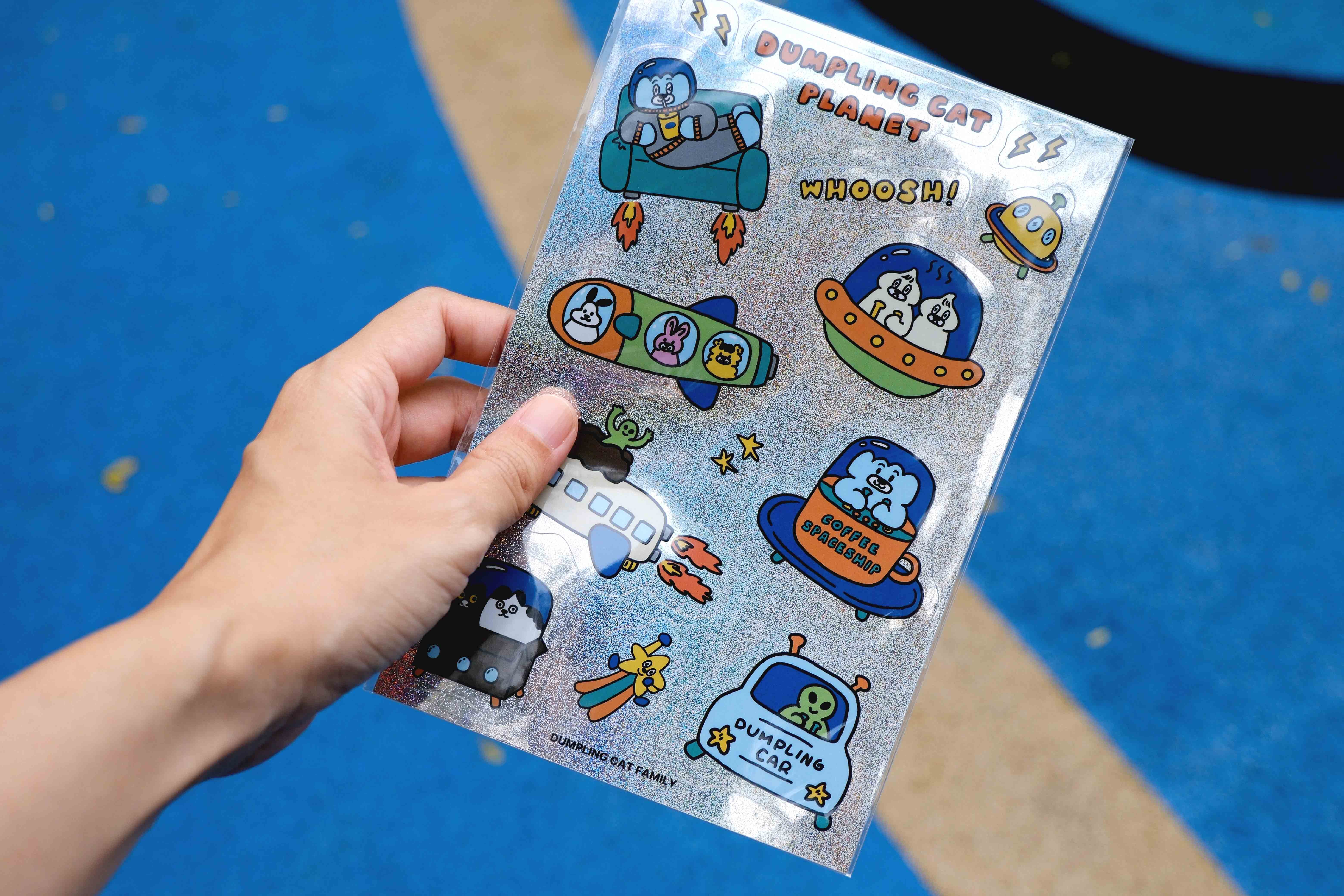 太空餃貓飛船閃閃貼紙