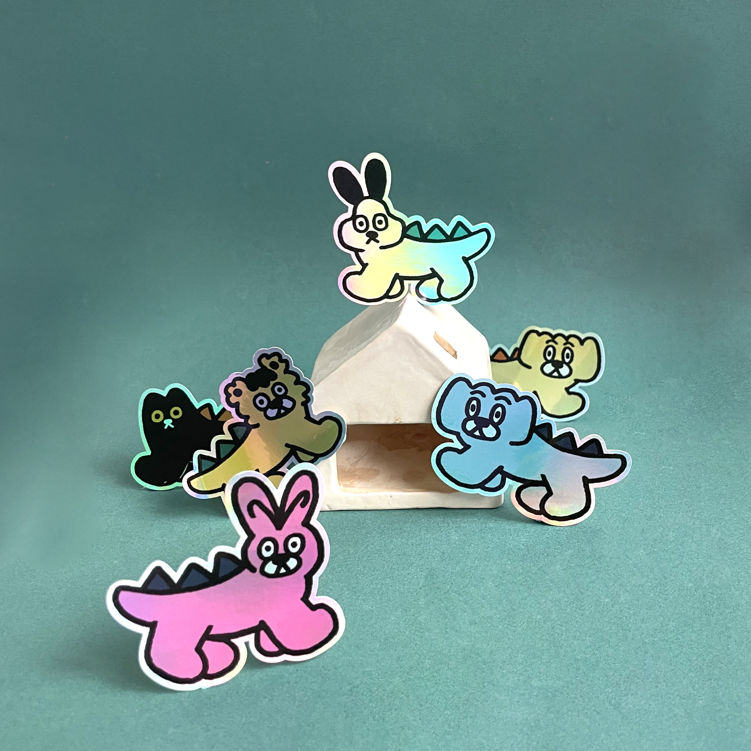 餃龍一家閃閃貼紙組6入