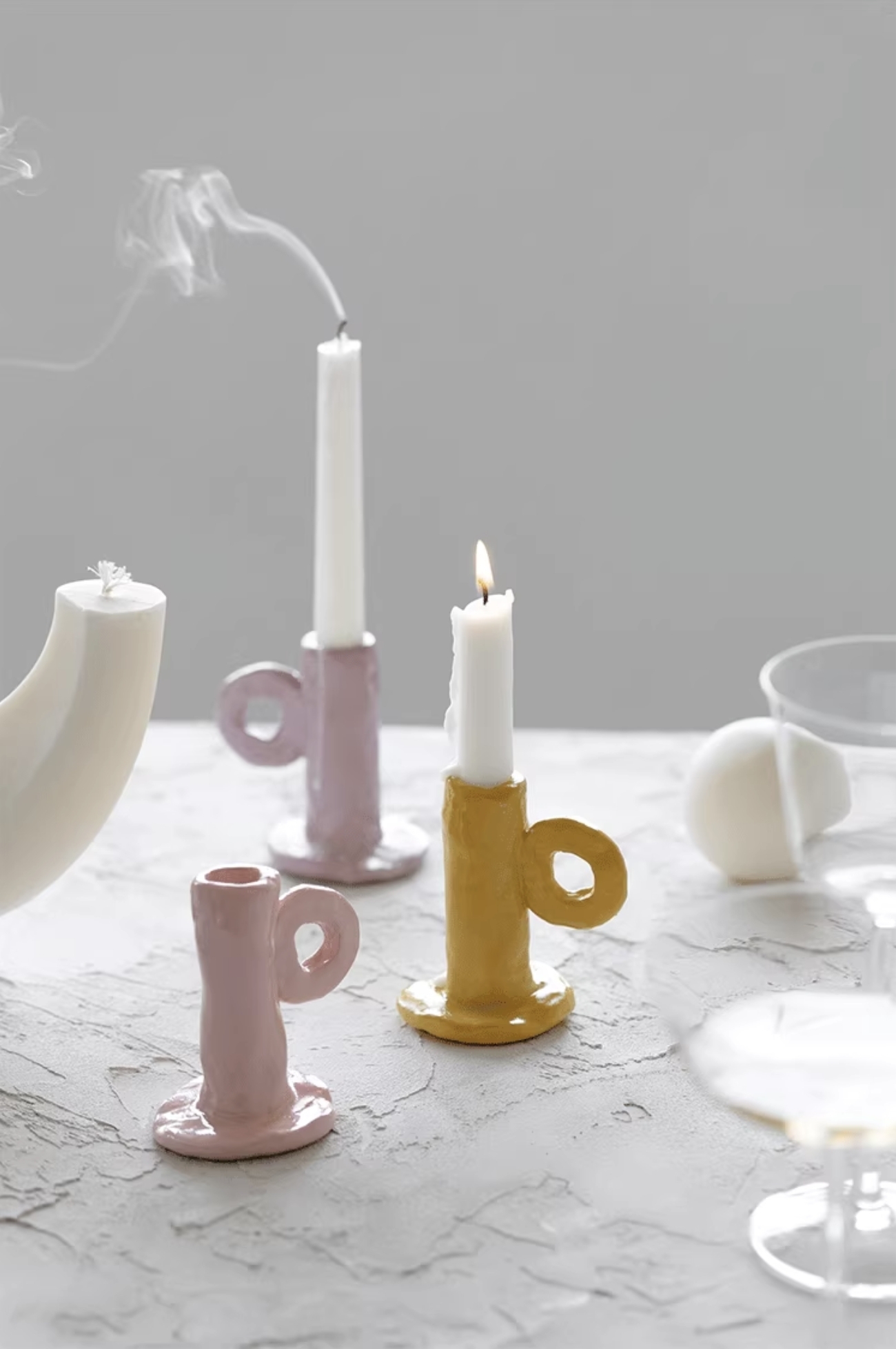 繽紛色系小手把擺件燭台 / 5色