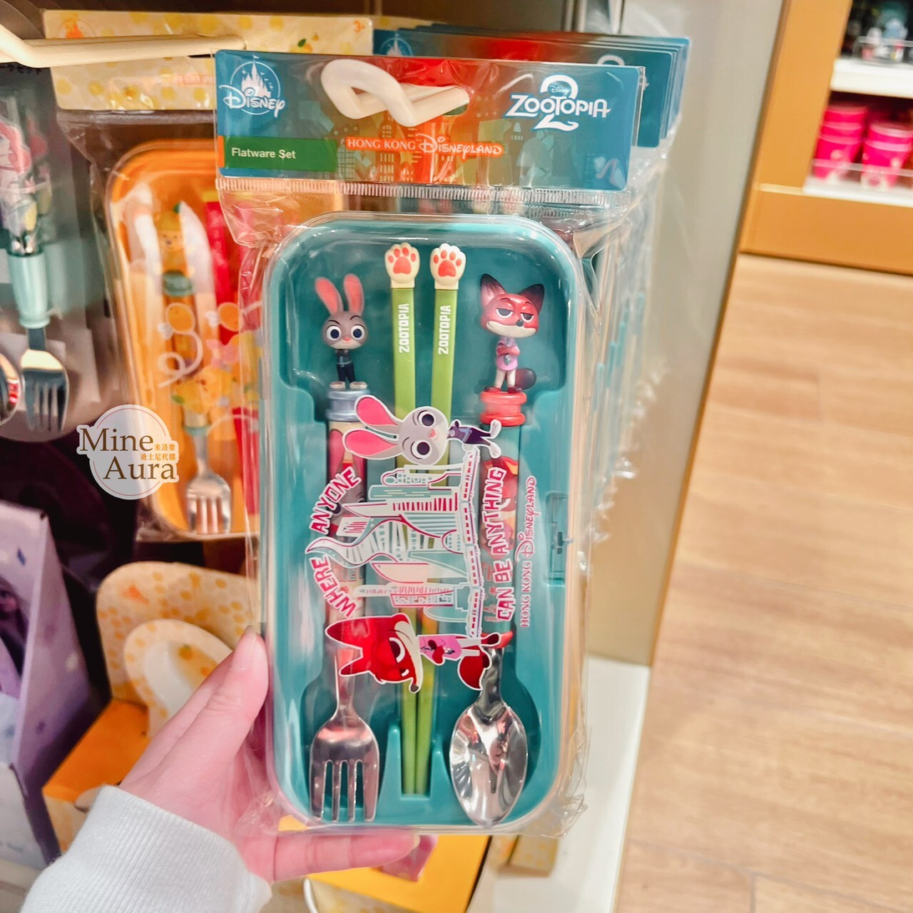 哈茱蒂 Judy 兔 胡尼克 Nick 狐狸 立體造型 叉子+湯匙+筷子 餐具 收納盒 組 動物方城市 Zootopia -香港迪士尼樂園