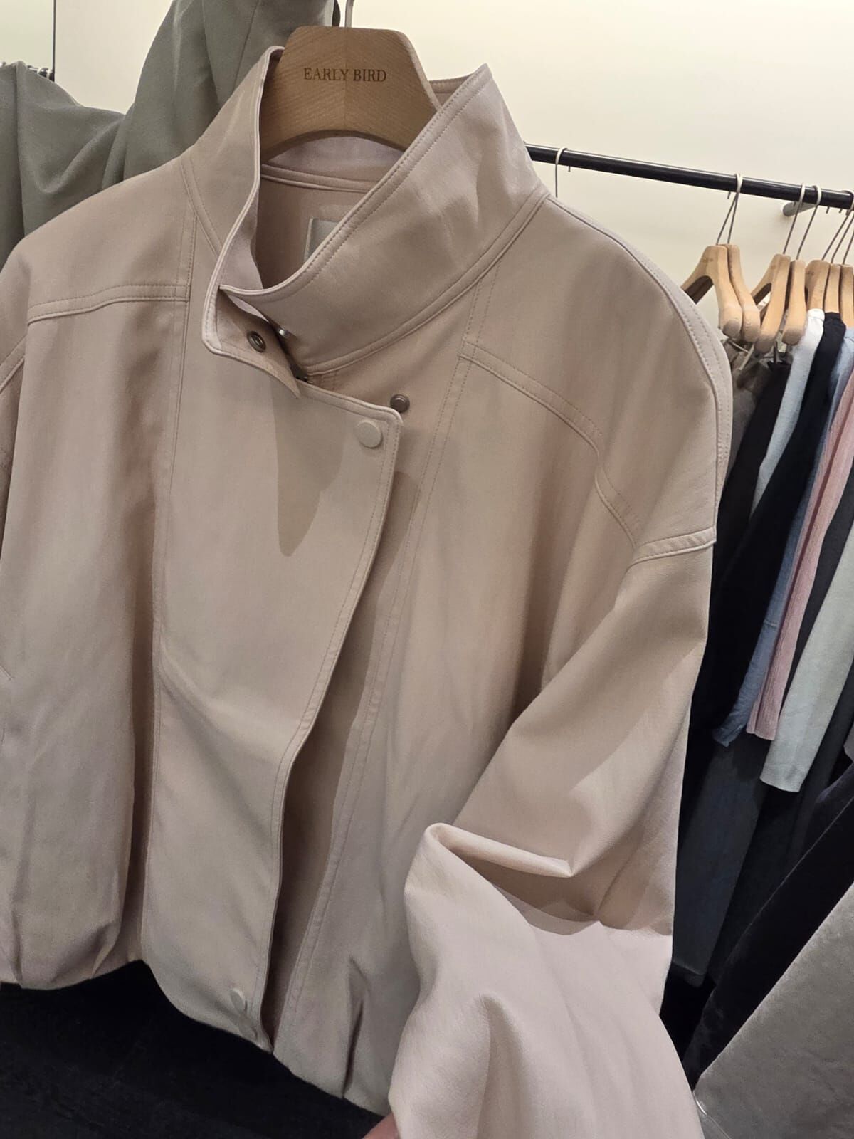 OB5418 小立領啪鈕扣皮外套 *特價* (優惠碼同充值購物金不適用)