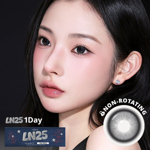 [日拋] I-SHA LN25 1 Day Carbon Black 彩妝隱形眼鏡｜每盒10片