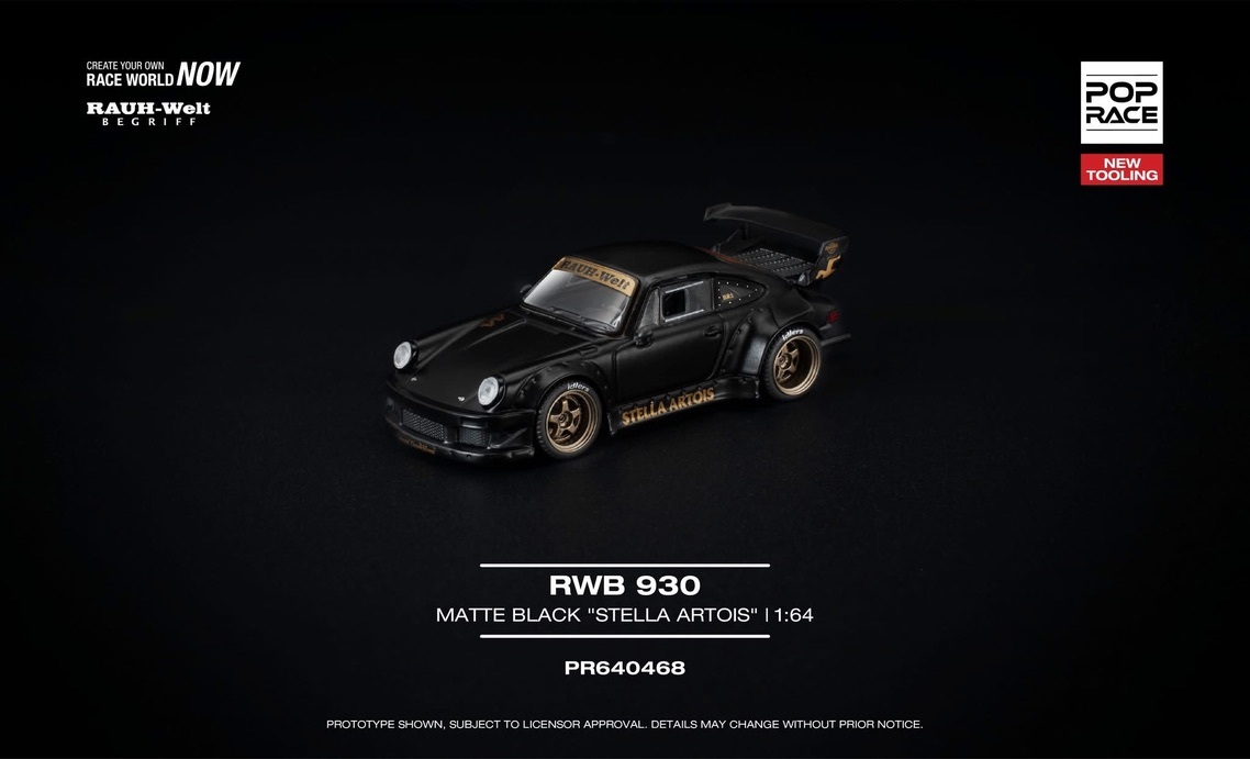 預訂 Pre Order - POPRACE 1/64 RWB 930 MATTE BLACK "STELLA ARTOIS" PR640468