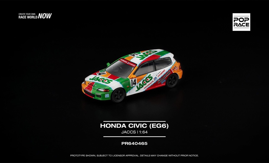 預訂 Pre Order - POPRACE 1/64 HONDA CIVIC (EG6) JACCS PR640465