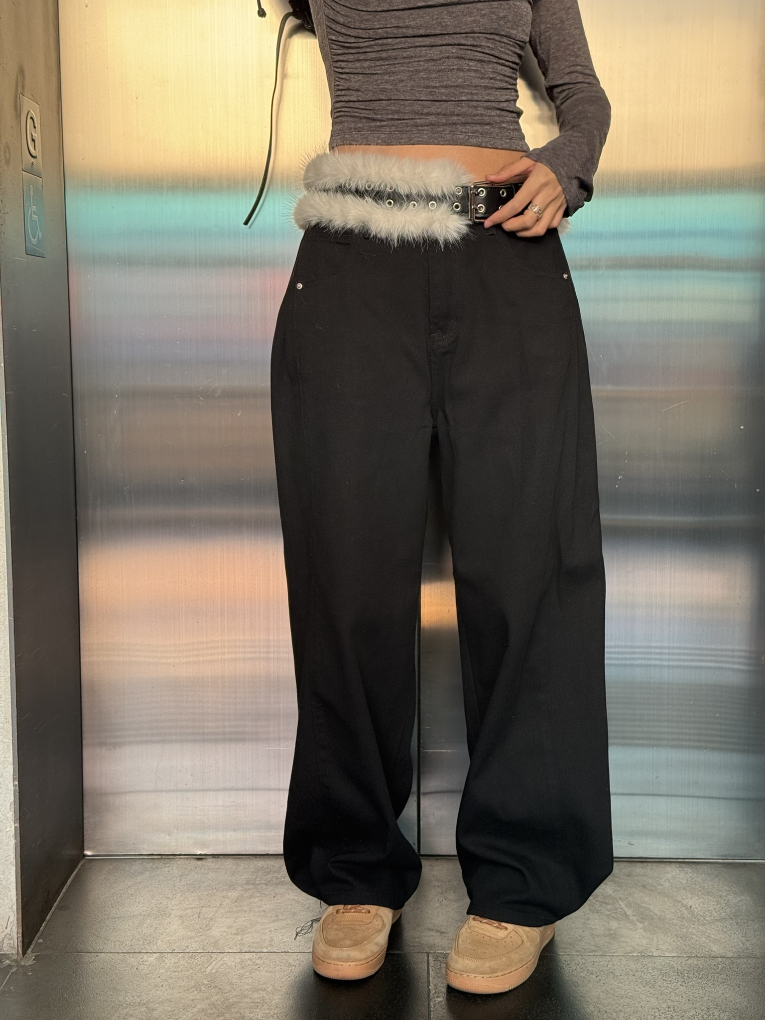 (訂購)個性2著氣球褲 260122(黑/白)