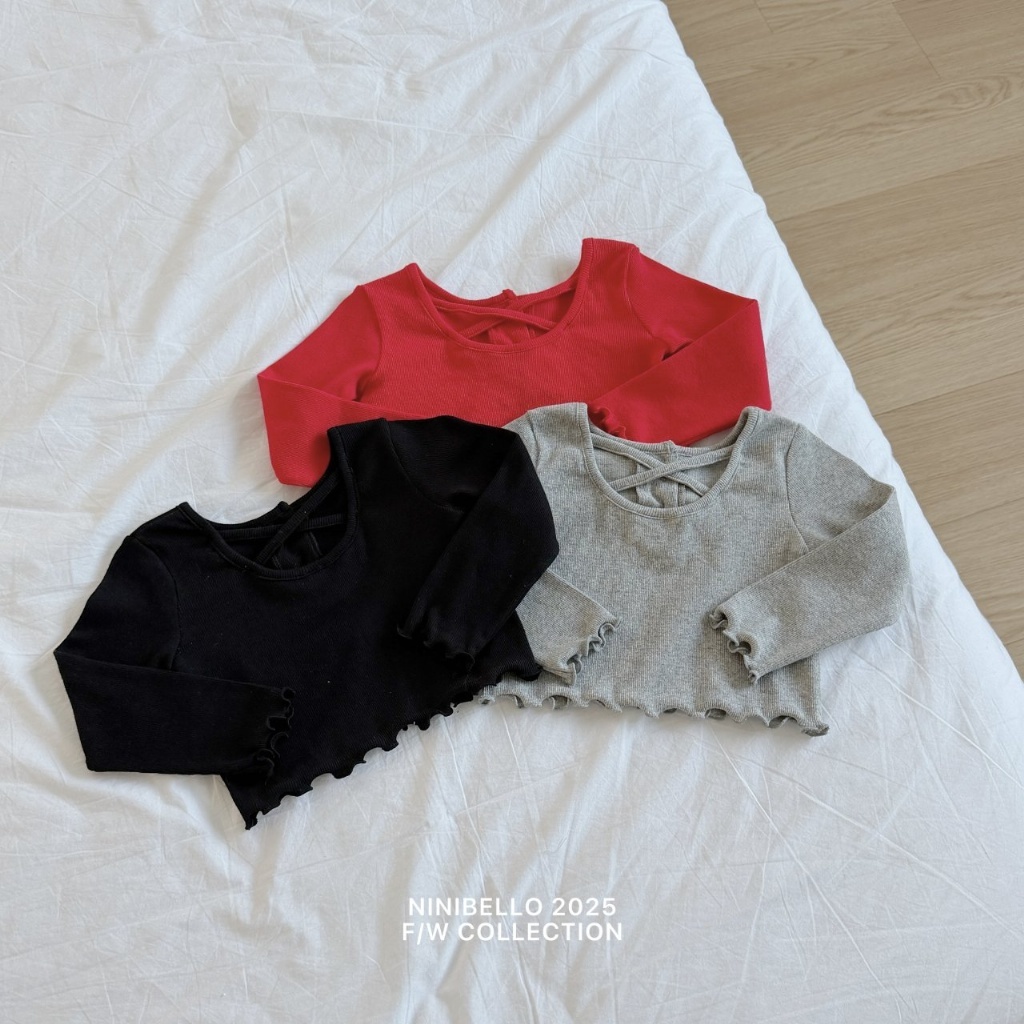 正韓春Ninibello 三色背後交叉捲邊上衣