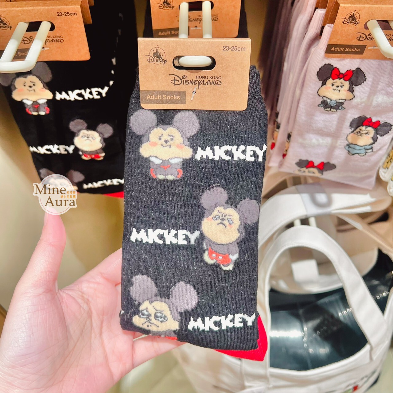 Q版 哭哭臉 米奇 Mickey 米妮 Minnie 圖案 成人襪 襪子 -香港迪士尼樂園