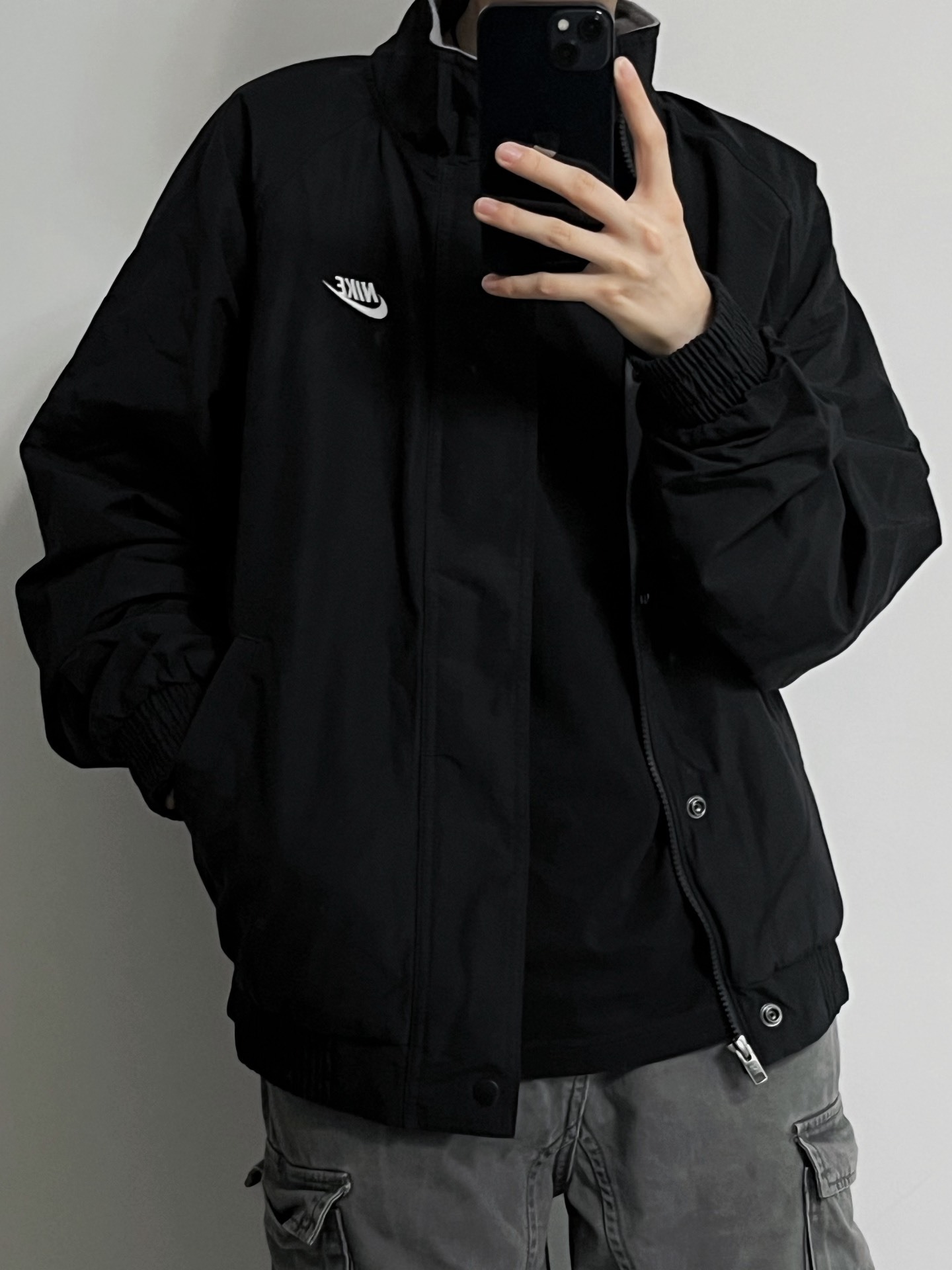 代購-Nike Club Futura 立領防風夾克 寬鬆 外套 男款 黑色 FZ0657-010