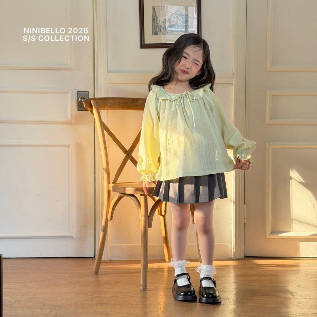 正韓春Ninibello 兩色蝴蝶結百褶裙