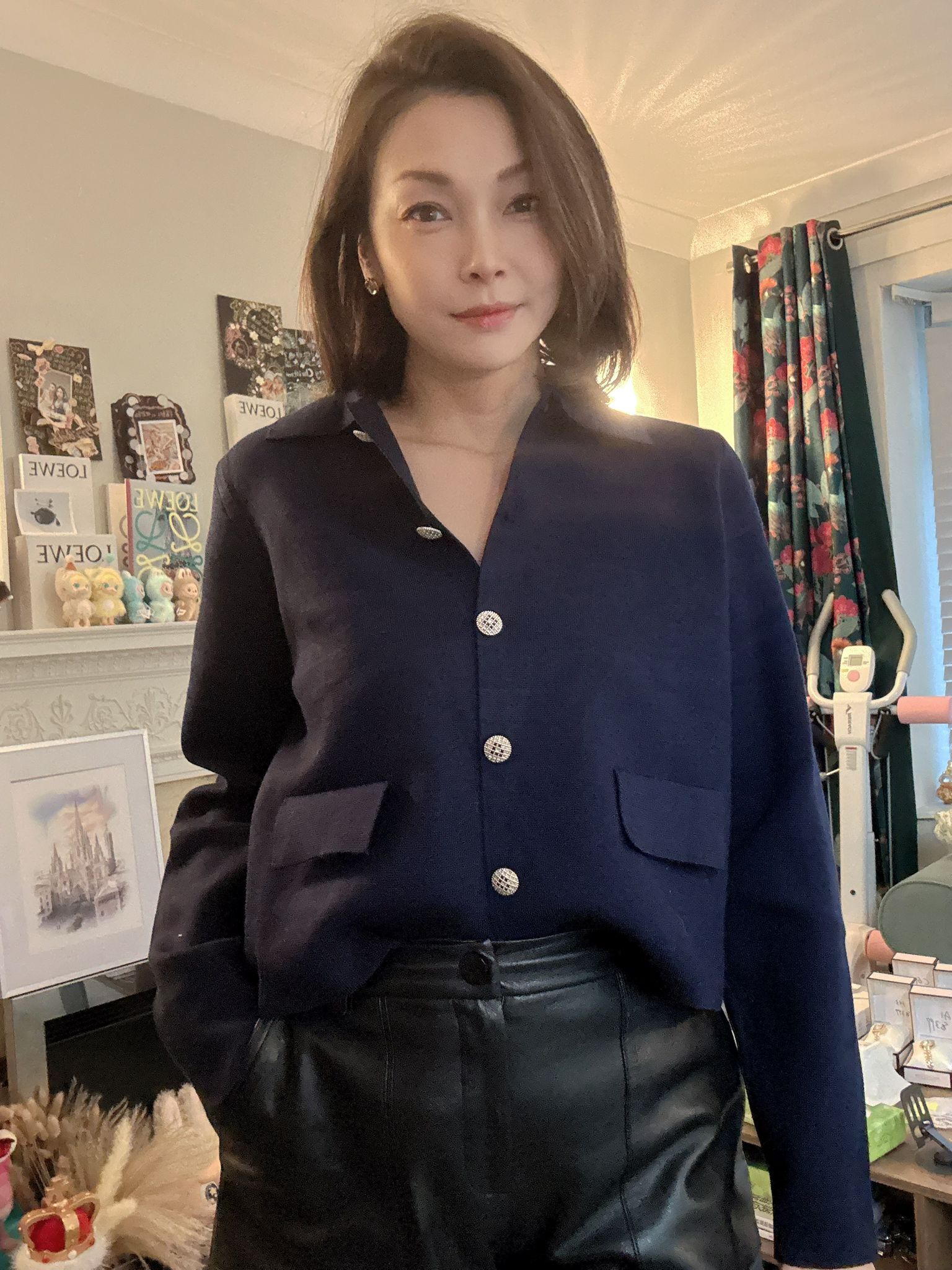 英國代購 (獨立訂單)-BY CLARA NAVY DEACL HEAVY POLO CARDIGAN