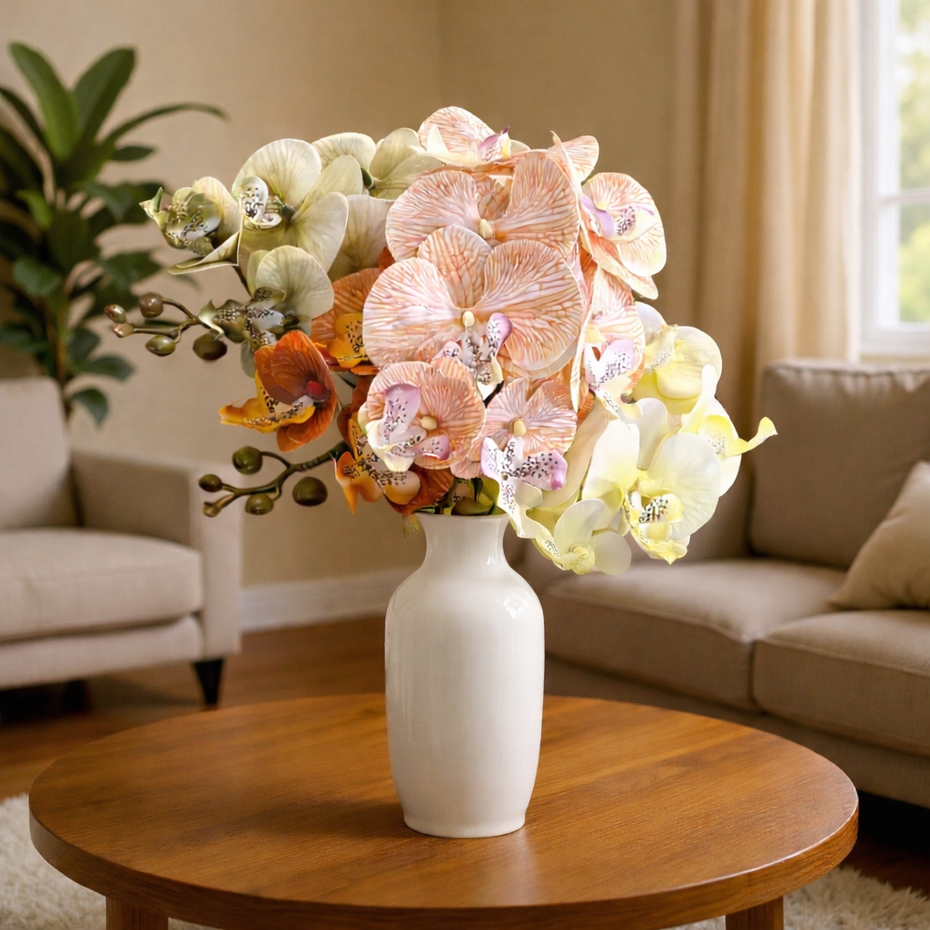 【台灣現貨速發】仿真七頭蝴蝶蘭 仿真蘭花 蝴蝶蘭 仿真花材 仿真素材 蘭花