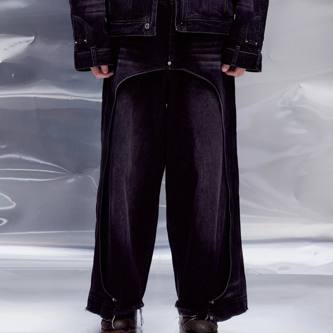 NEISH｜Mirrored Denim Trousers (Faded Black)