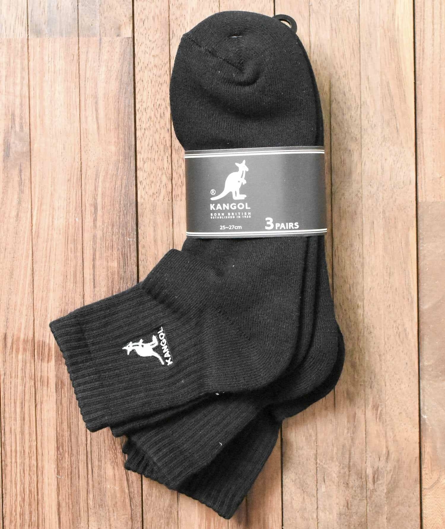 JP Kangol 刺繡純色中筒襪 3對裝 23-25cm 12cm丈 4982 TK260119