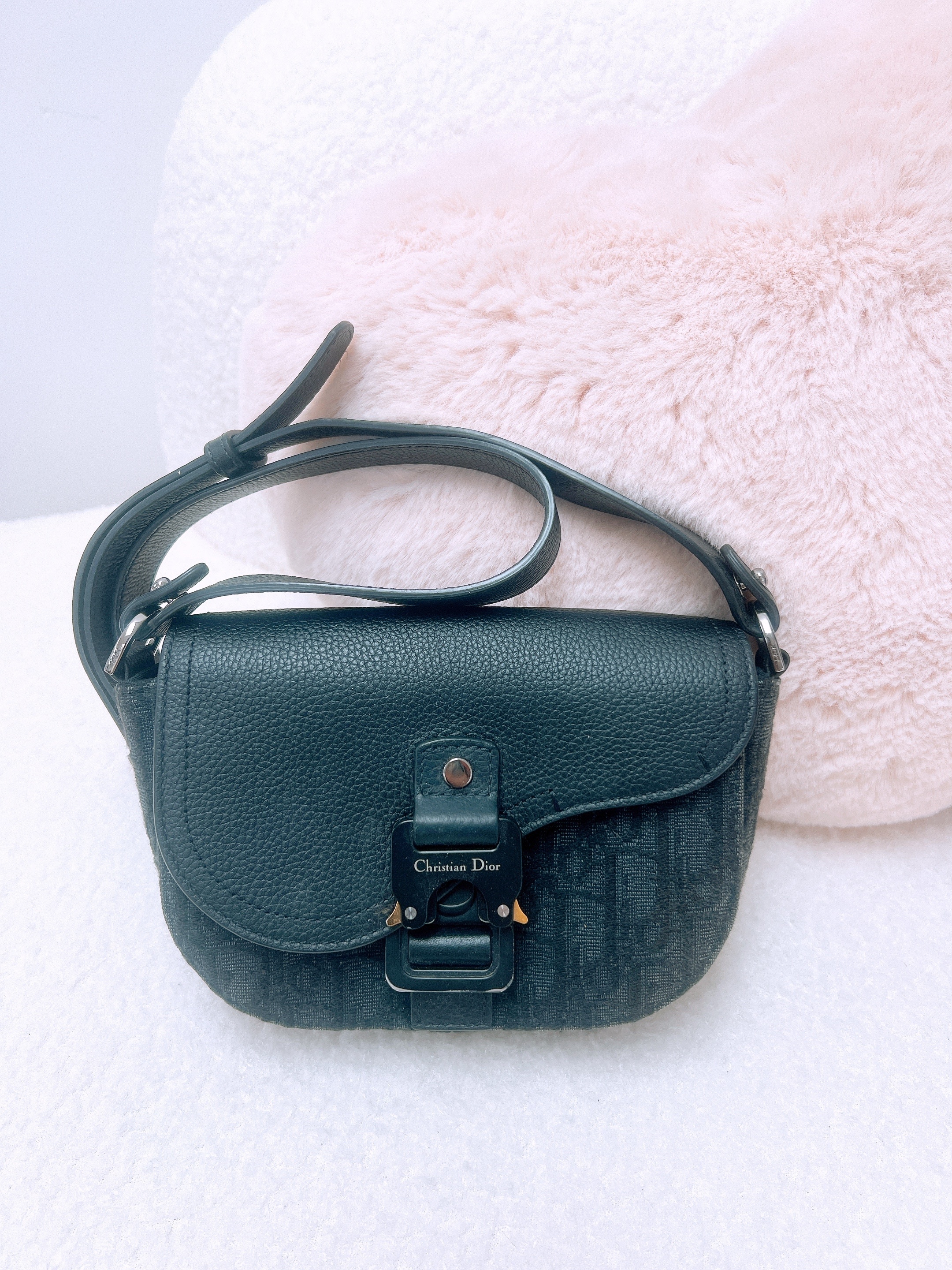 Dior saddle messenger mini (black oblique)