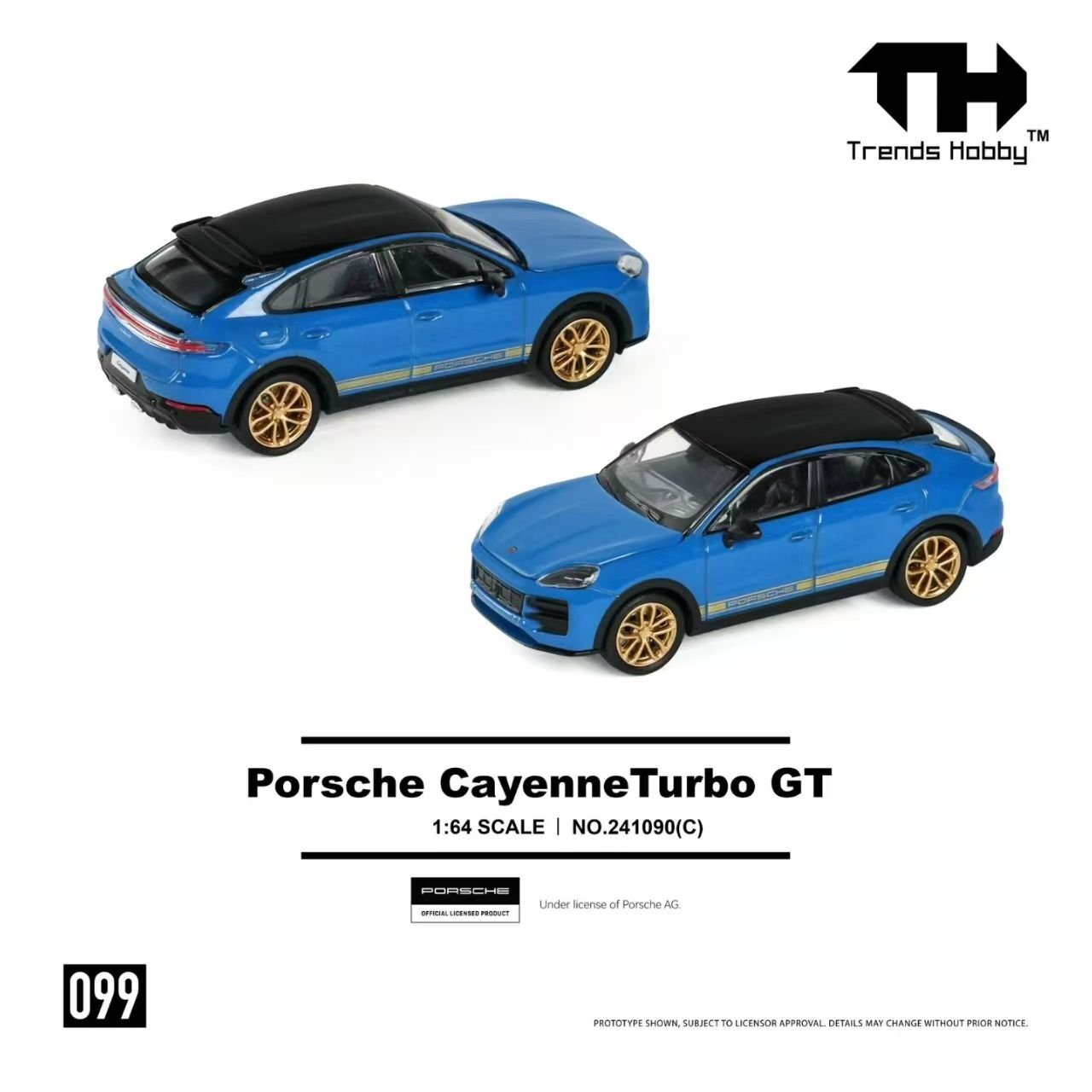 Trends Hobby 合金 1/64 Porsche Cayenne Turbo GT Weissach 藍色