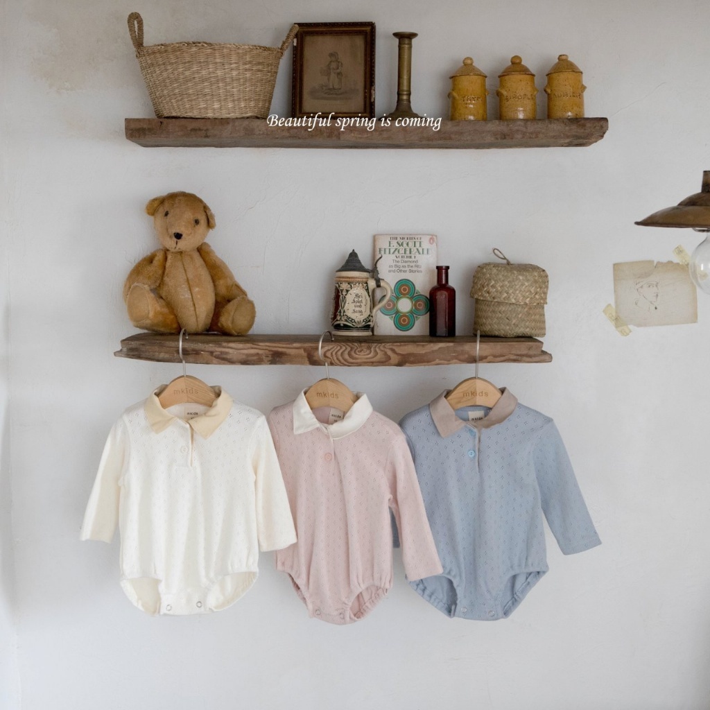 正韓春Mkids 嫩嬰三色雙鈕釦柔軟包屁衣