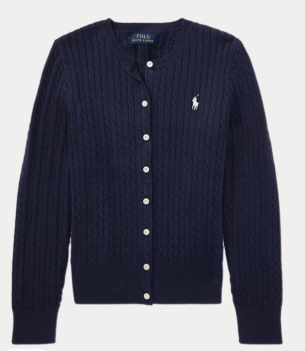(現貨) 100%官方直送正貨 Polo Ralph Lauren Mini-cable Cotton Cardigan (Hunter Navy) Girl 7-16 (Size XL)