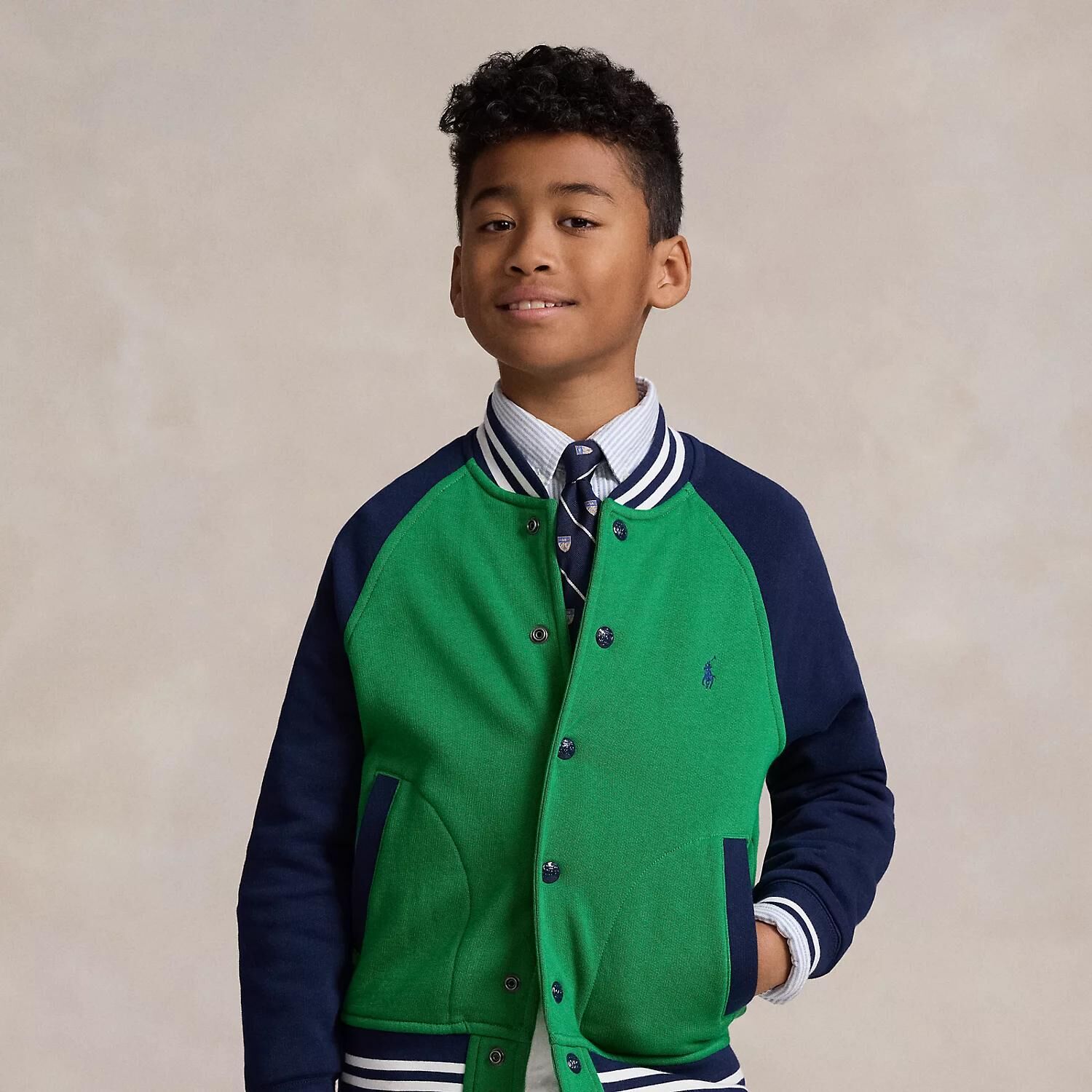 (現貨) 100%官方直送正貨 Polo Ralph Lauren Color-blocked Fleece Baseball Jacket Boy 2-7 (Size 4T)