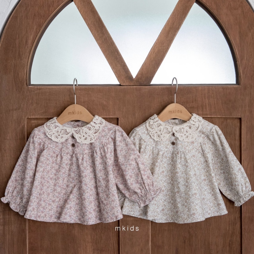 正韓春Mkids  碎花娃娃領上衣