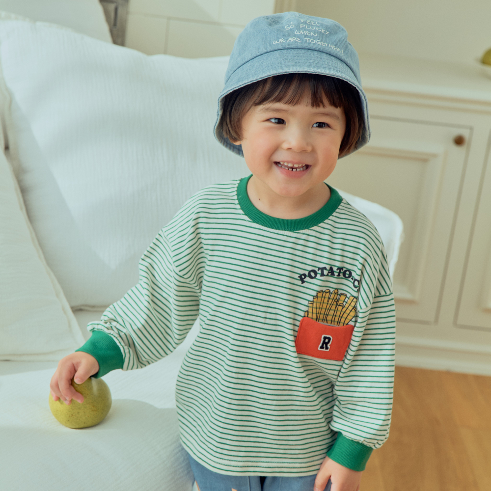 90-140 薯條口袋條紋上衣 2色