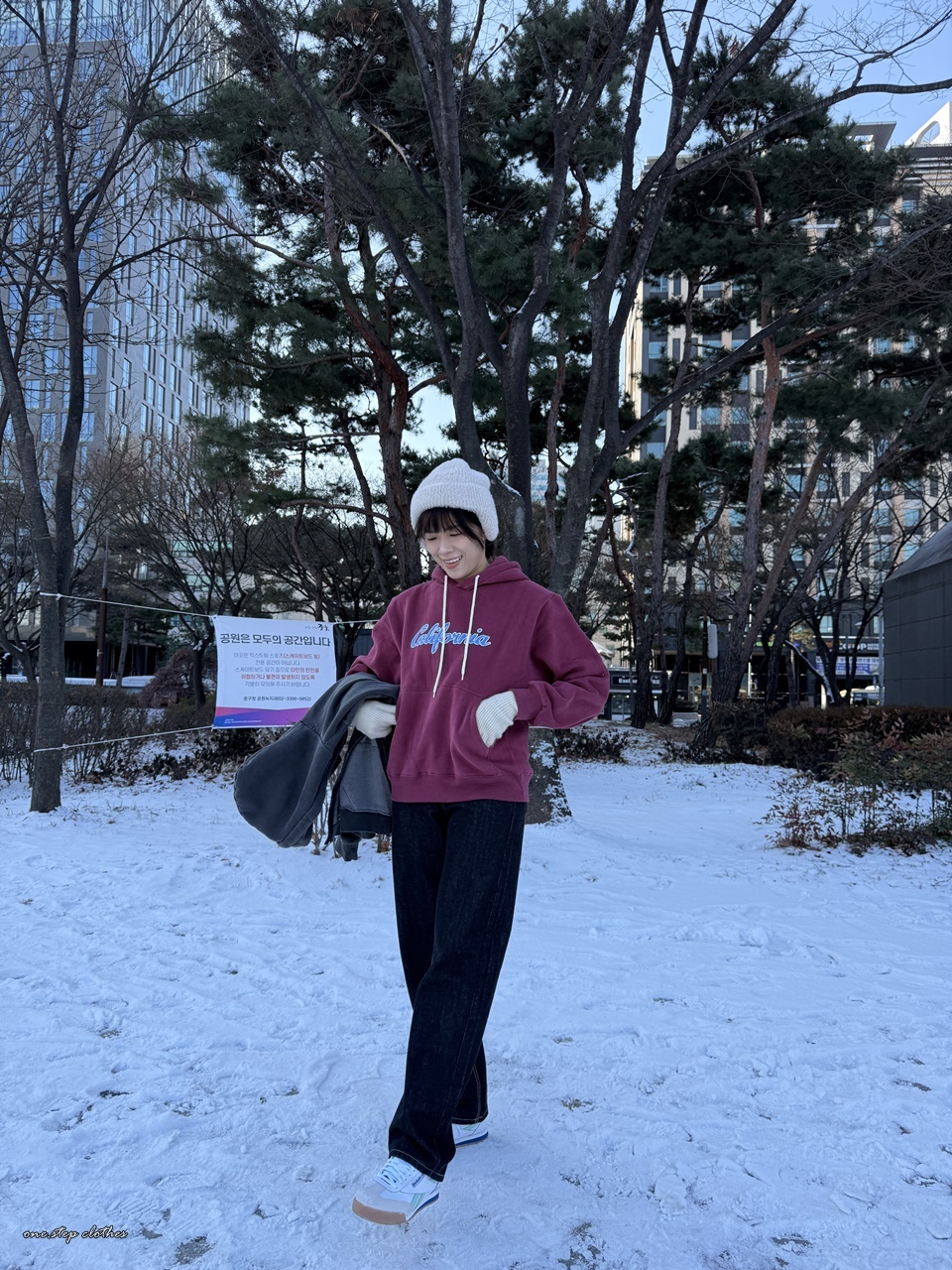 正韓酒紅加州刷毛帽T