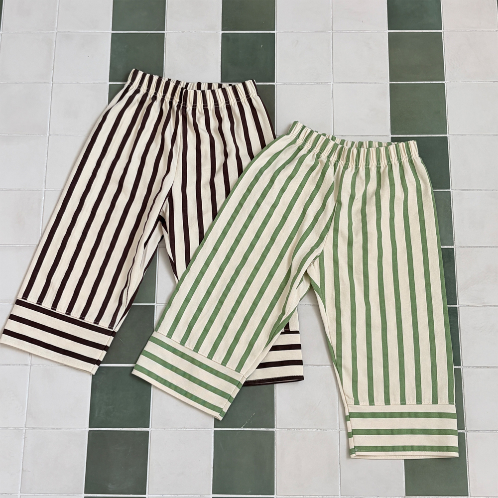 90-140 拼接直紋休閒褲 2色