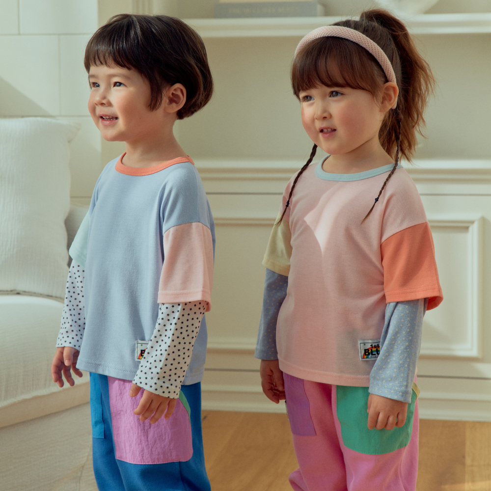 90-140 拼色層疊上衣 2色