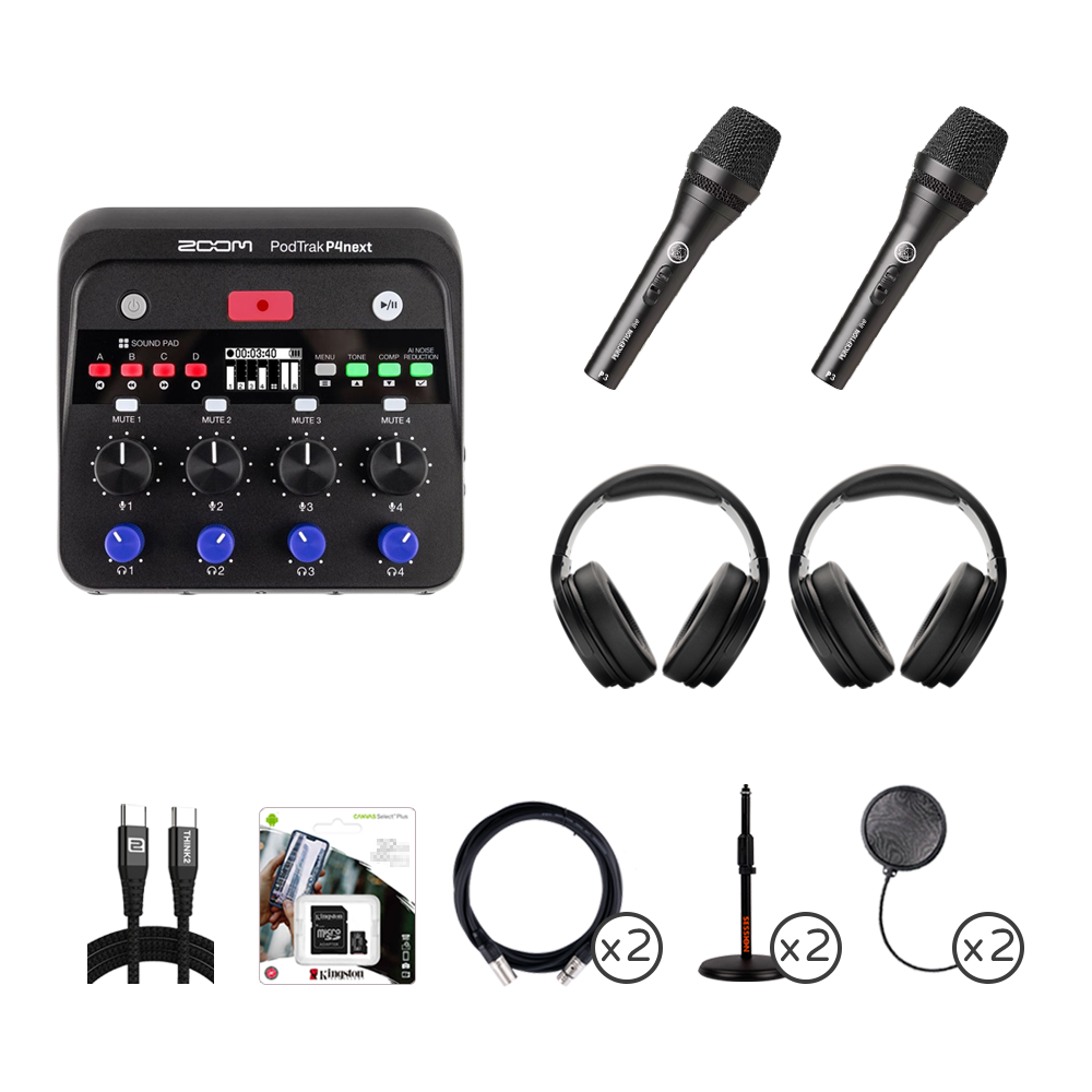 ZOOM PodTrak P4next & P3S 專業雙人 Podcast 錄音套組