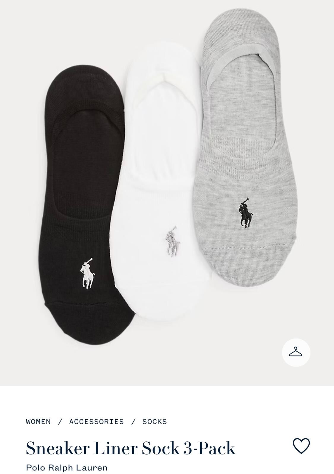 (現貨) 100%官方直送正貨 Polo Ralph Lauren Women sneaker liner socks 3-pack (Free size)